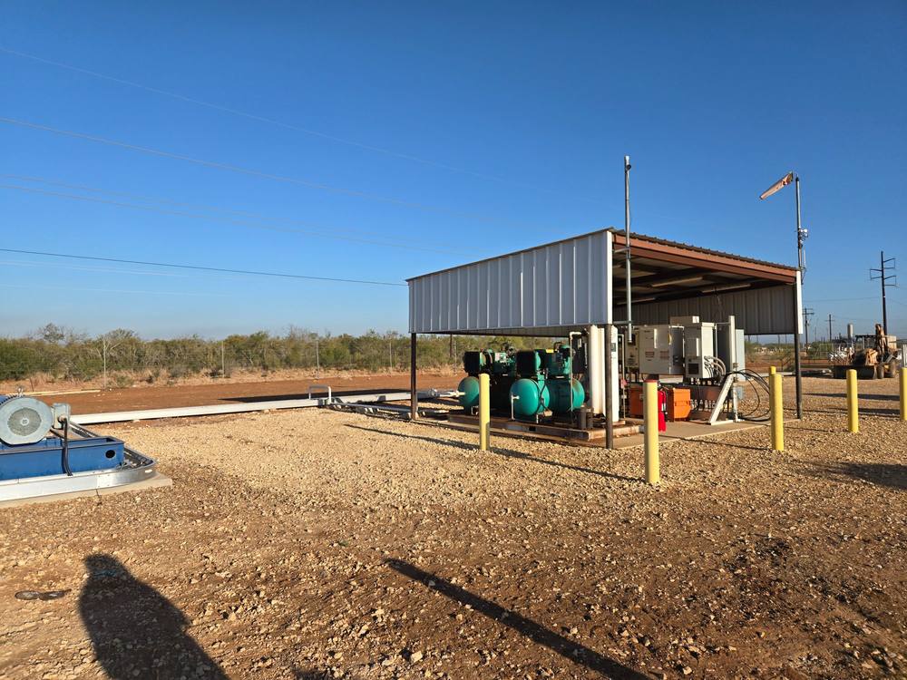 Field site in Texas with automation equipment under cover